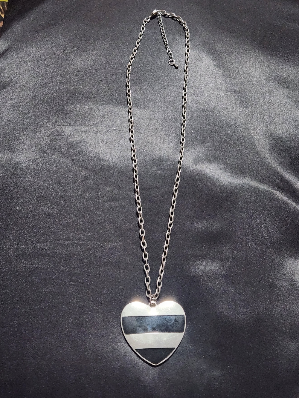 Heart Pendant Necklace in Black and Silver - Women's Jewelry